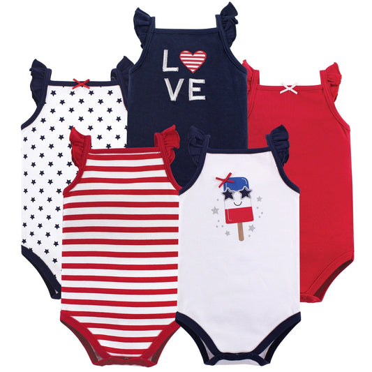 Hudson Baby Cotton Sleeveless Bodysuits, Shining Stars Stripes Set of 5 - NY Gift Boutique