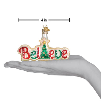 Believe Blown Glass Ornament