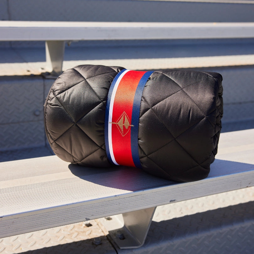 Black Waterproof Puffer Blanket with Embroidered Football