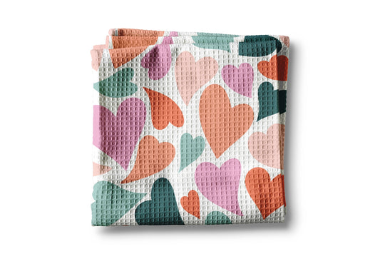 Valentine Heart Multicolor Kitchen Waffle Towel