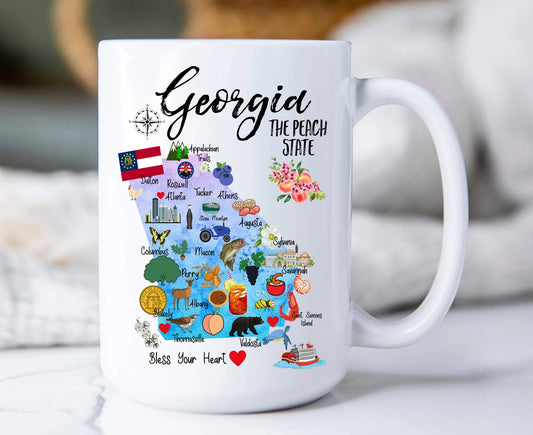 Georgia State Map Souvenir 15oz. Coffee Mug