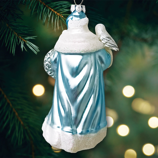 Arctic Whispers Santa Glass Christmas Ornament