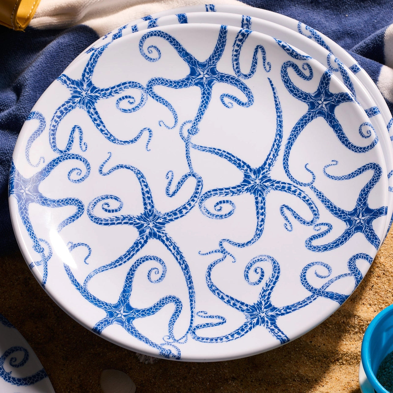 Starfish Melamine Dinner Plates, Set of 4