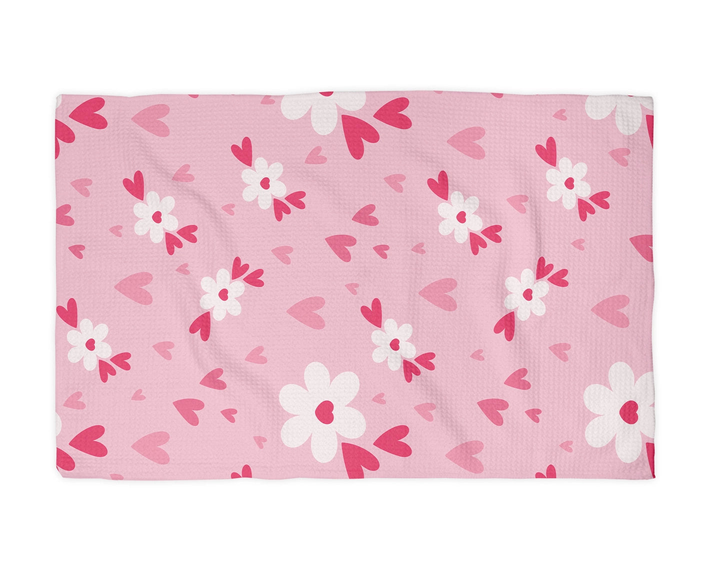 Valentine Flower Heart Kitchen Waffle Towel
