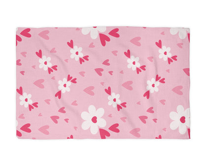 Valentine Flower Heart Kitchen Waffle Towel