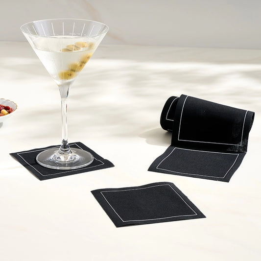 Solid Black Midnight Toast Cocktail Napkins