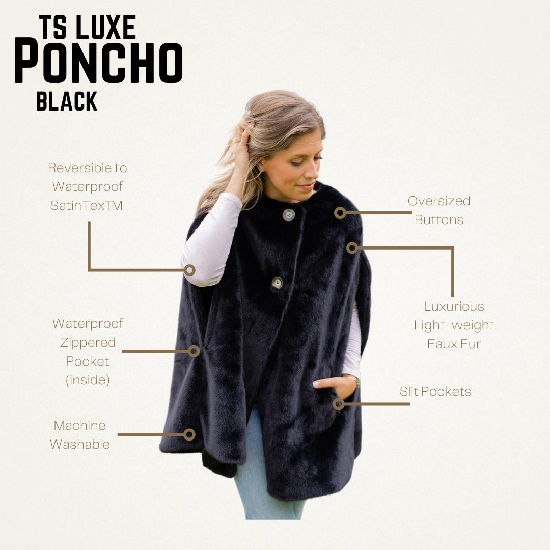 Ts Luxe Black Faux Fur Poncho