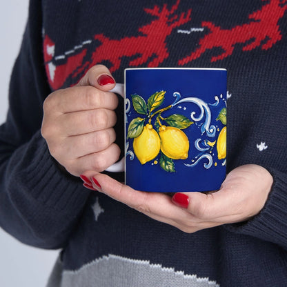 Little Italy Amalfi Blue & Lemon 11oz Mug - NAVY