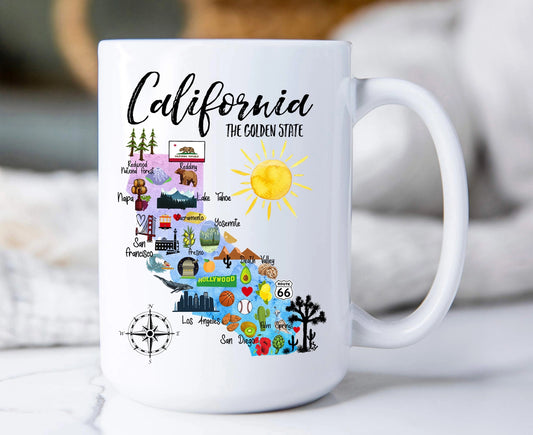 California State Map Souvenir 15oz. Coffee Mug