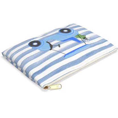 Blue Stripes with Blue Golf Cart Canvas Pouch