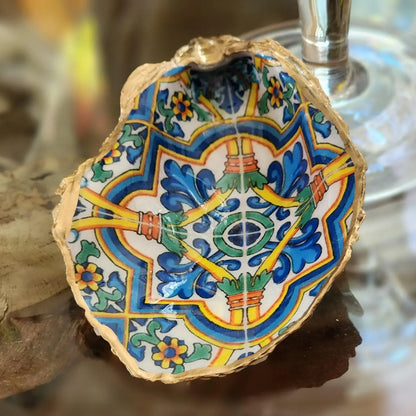 Amalfi Coast Oyster Shell Dish & Ornament | Mediterranean Coastal Art Gift