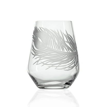 Peacock Stemless Wine Glass 18oz Set of 4