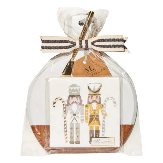 Acacia Board w/ Gold Spreader & Napkin - Gilded Nutcracker