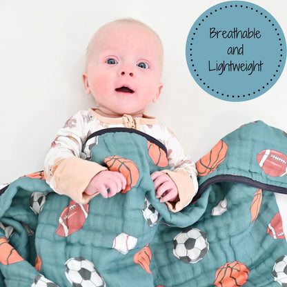Little Athlete Sporty Theme Baby Toddler Muslin Blanket