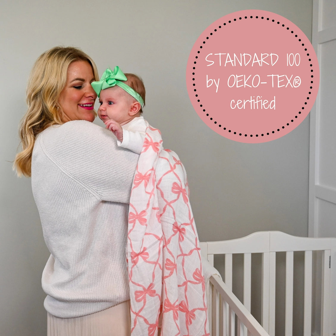 Beautiful Bows Baby Muslin Swaddle Blanket