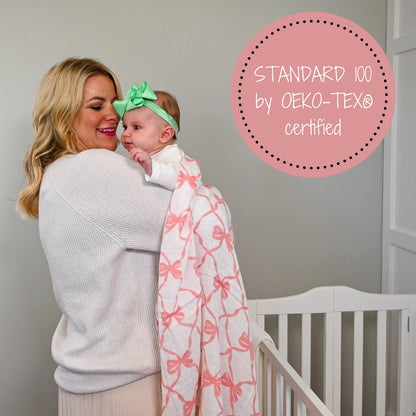 Beautiful Bows Baby Muslin Swaddle Blanket