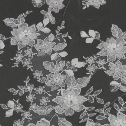 Organza Flowers Embroidered Lace Bridal Veil 120" - Ivory - NY Gift Boutique