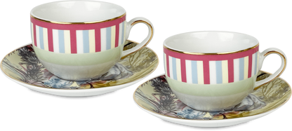 Set of 2 Porcelain Tea Cups & Saucers  - Firenze