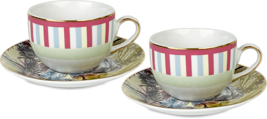 Set of 2 Porcelain Tea Cups & Saucers  - Firenze