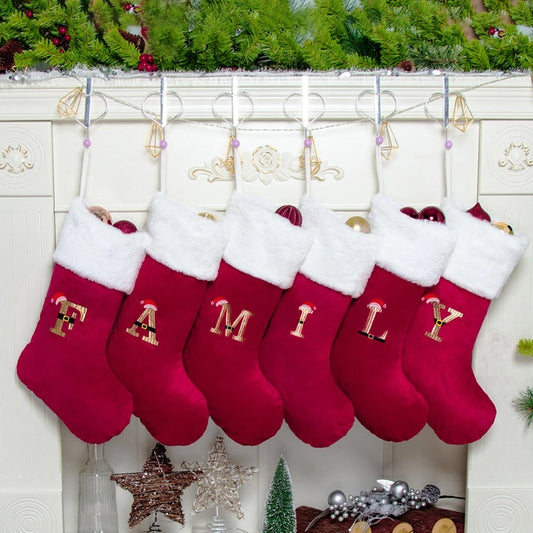 Holiday Red Monogram Christmas Stocking