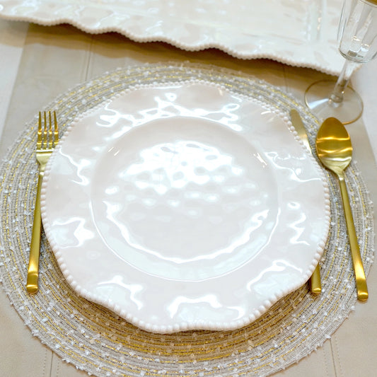 Perlette Cream Melamine Dinner Plate 11 in Set of 12