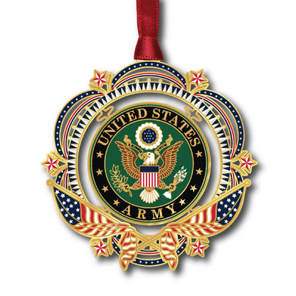 Patriotic US ARMY Flag Brass Ornament