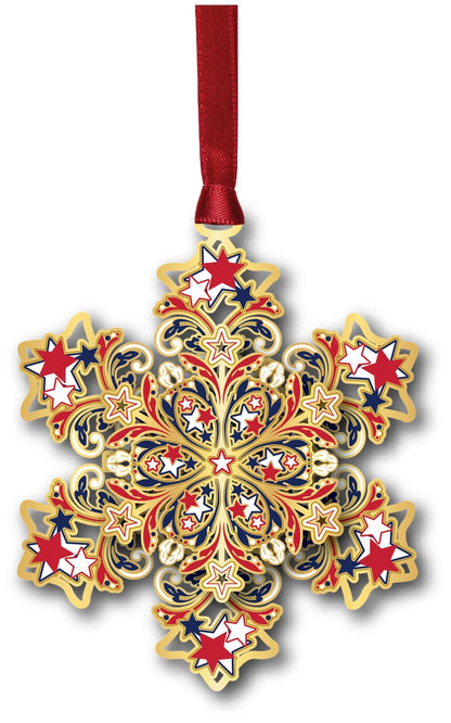 Americana Snowflake Brass Ornament