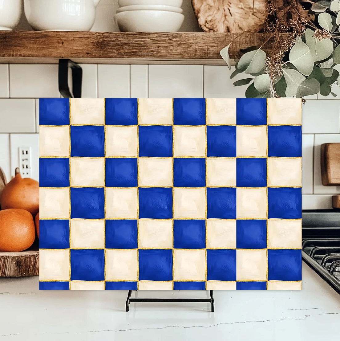 Checkered Glass Kitchen Cutting Board - NY Gift Boutique