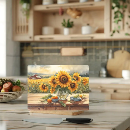 Sunflower Bouquet Tempered Glass Cutting & Serving Board
