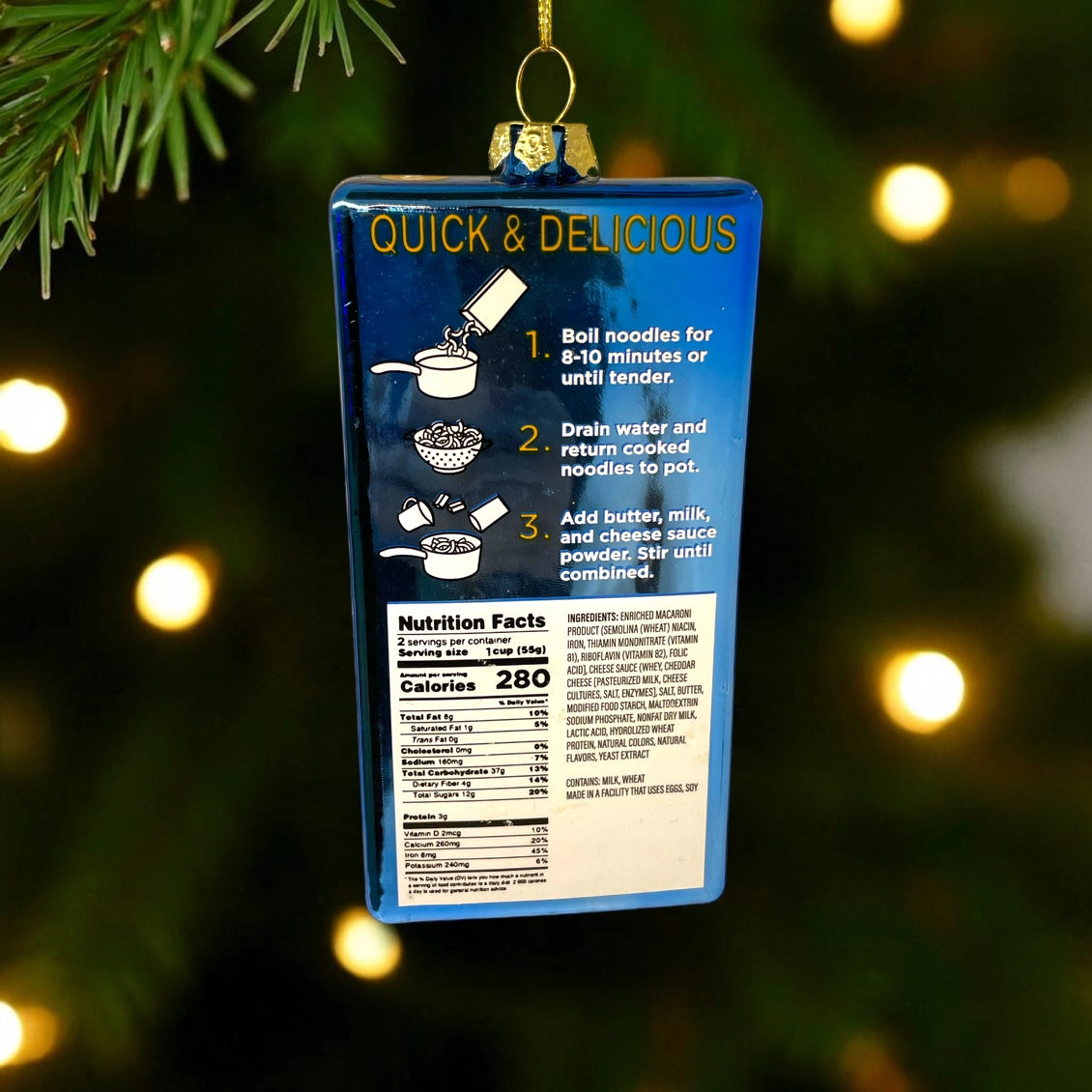 Macaroni and Cheese Glass Ornament