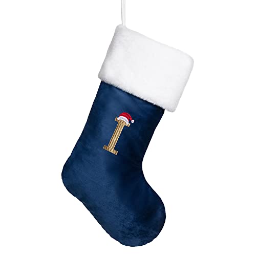 Holiday Blue Monogram Christmas Stocking