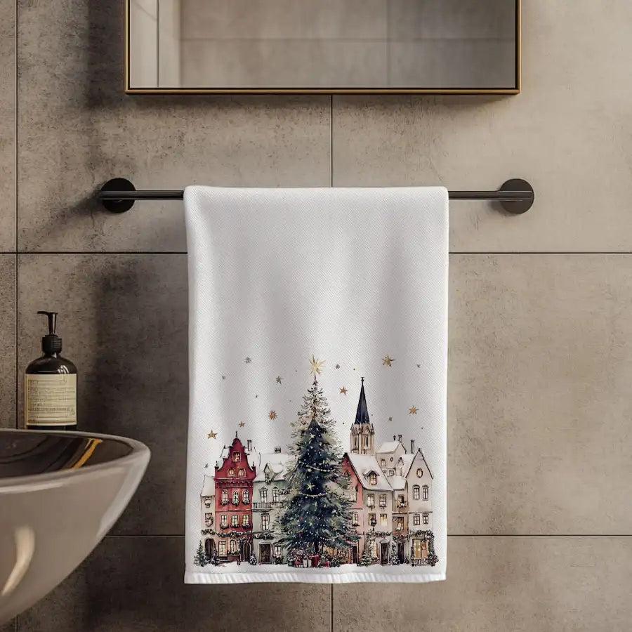 Christmas Village Holiday Guest Hand Towel
