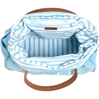 Beach Life Aqua Blue Canvas Tote
