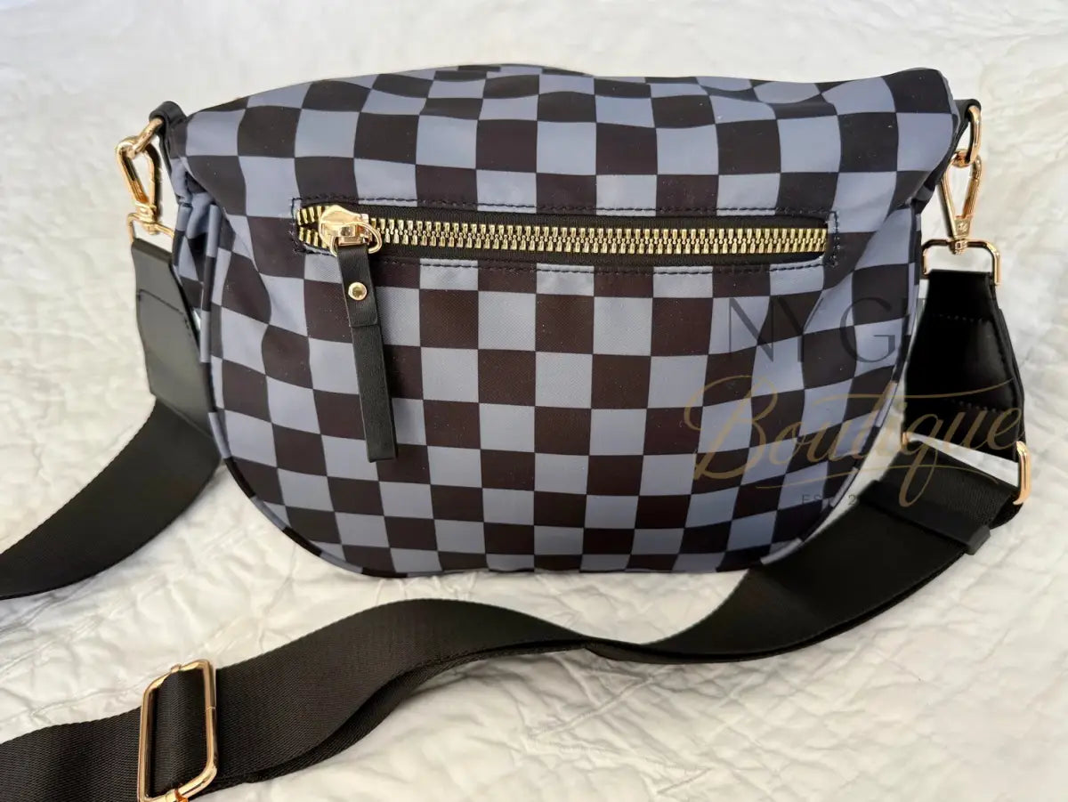 Farah Fanny Bum Bag - Black & Grey Checkered Fanny Packs