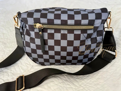 Farah Fanny Bum Bag - Black & Grey Checkered Fanny Packs