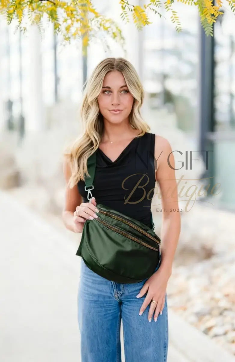 Farah Fanny Bum Bag - Olive Green Checkered Fanny Packs