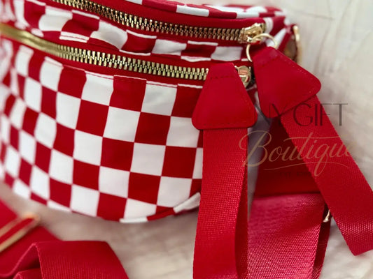 Farah Fanny Bum Bag - Red & White Checkered Fanny Packs