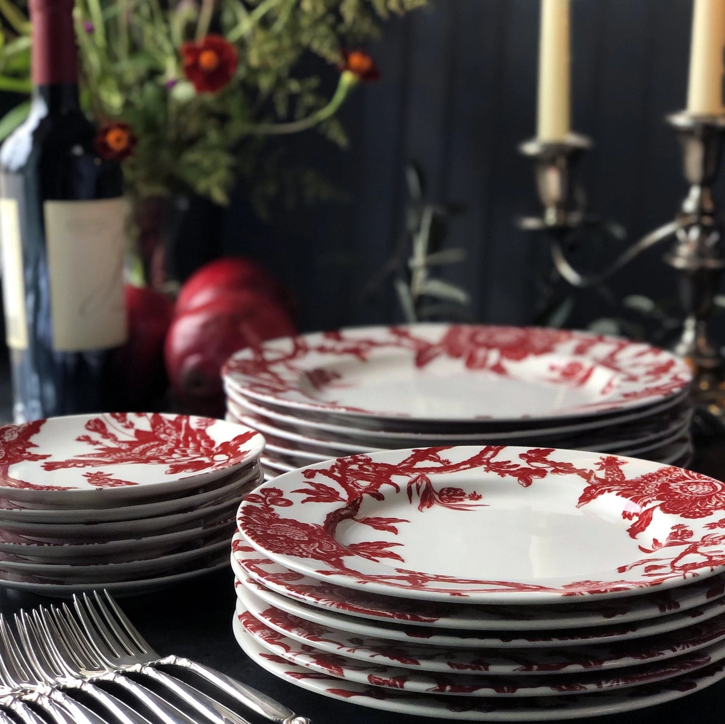 Arcadia Crimson Rimmed Salad Plates