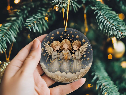 Three Angels Ceramic Disc Ornament