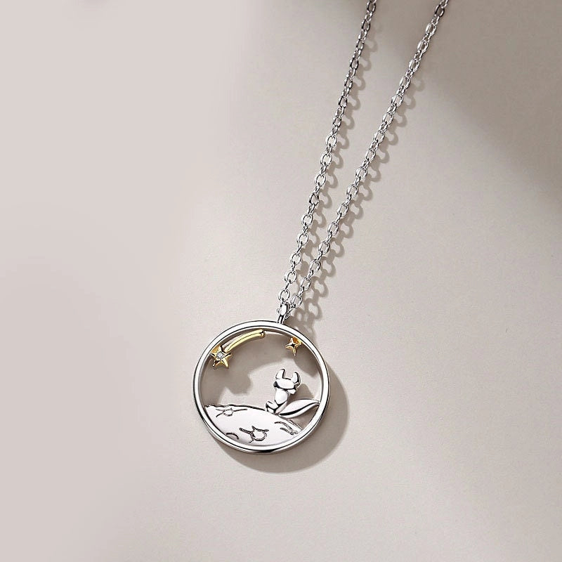 The Little Prince Fox Couple Necklace in 925 Sterling Silver