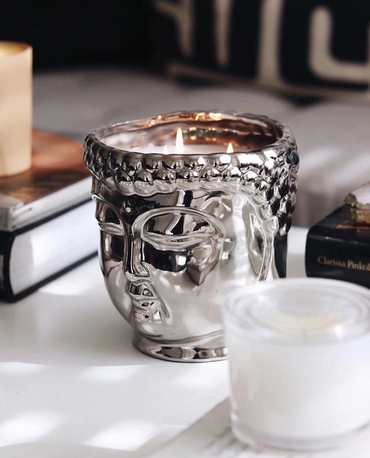 Silver Buddha Candle