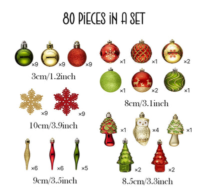 Enchanted Forest Christmas Ornament 80pc Set