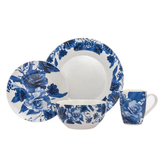 Bluetiful Florale Porcelain 16 Piece Dinnerware Set