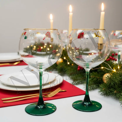 Holiday Balloon Wine Glasses Set of 4 Wine Glasses