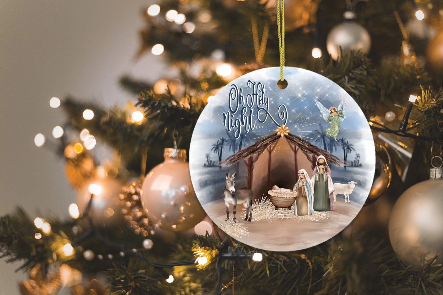 Oh Holy Night Nativity Ceramic Ornament