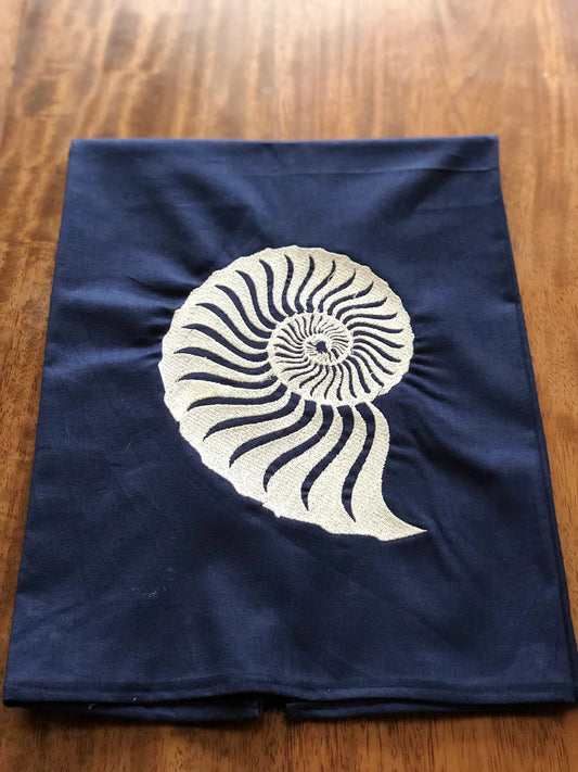 Nautical Swirl Nautilus Shell Navy Guest Towel