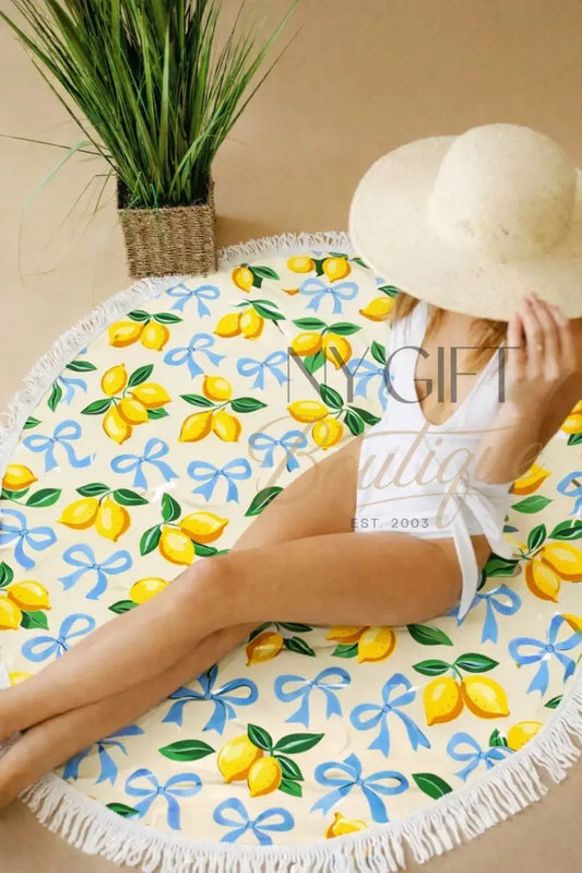 Lemon Bow Citrus Round Beach Towel (Pre-Order Avail Feb 24) Beach Towel