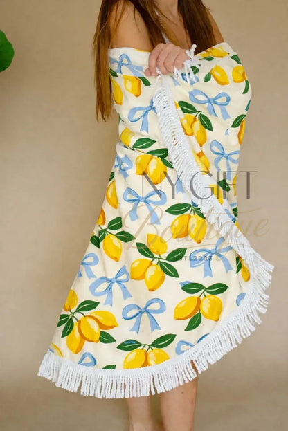 Lemon Bow Citrus Round Beach Towel (Pre-Order Avail Feb 24) Beach Towel