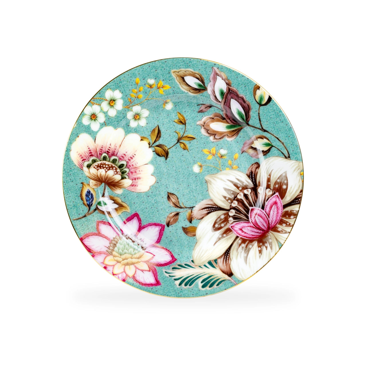 Peacock Lotus Garden Green Porcelain Dessert Plate Set of 4