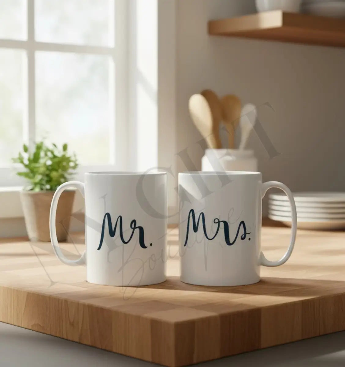 Mr & Mrs 2Pc. 12oz. Mug Set - White Mugs